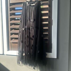 Gracia Elegant Black Maxi dress with Appliqué